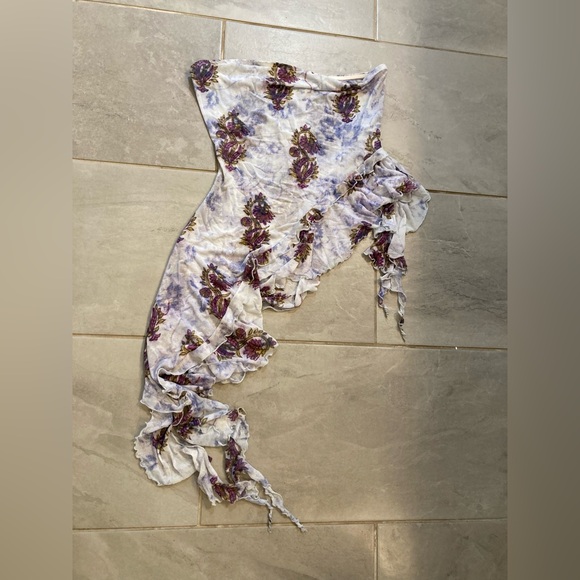 Free people Taylor tube top purple floral mesh size large - Picture 6 of 13